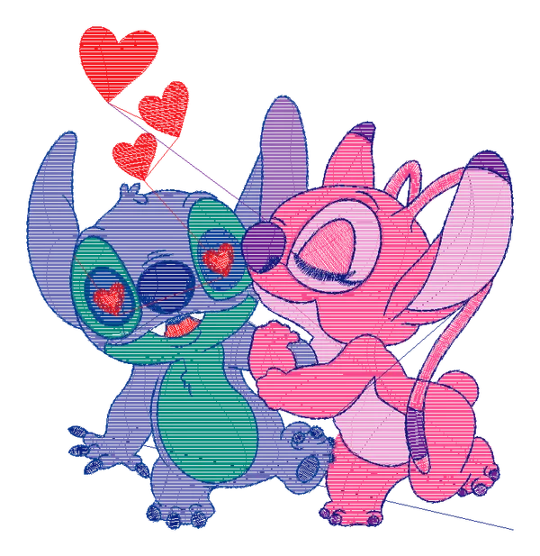 Náhľad návrhu výšivky: Stitch in Love – 3 veľkosti