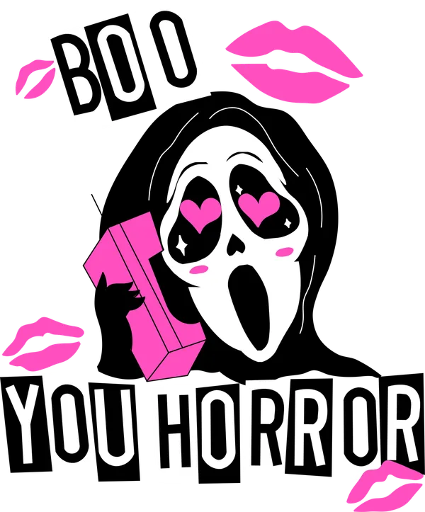 Vista previa del diseño de bordado: Boo You Horror – 3 tamaños