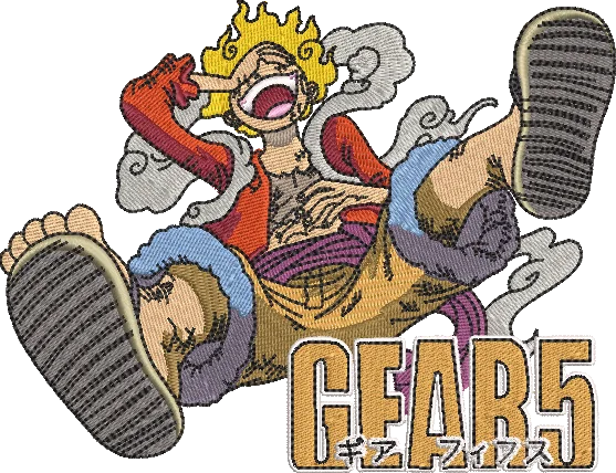 Náhled návrhu výšivky: Luffy Gear 5 – 3 velikosti